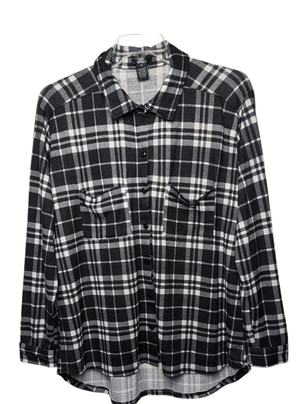 Deb Black & White Plaid Flannel Button-Down Shirt